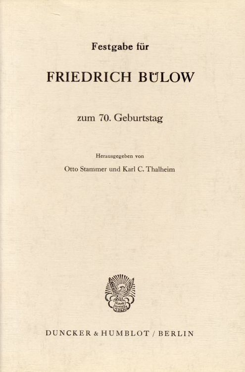 Produktbild: Festgabe f&uuml;r Friedrich B&uuml;low zum 70. Geburtstag.
