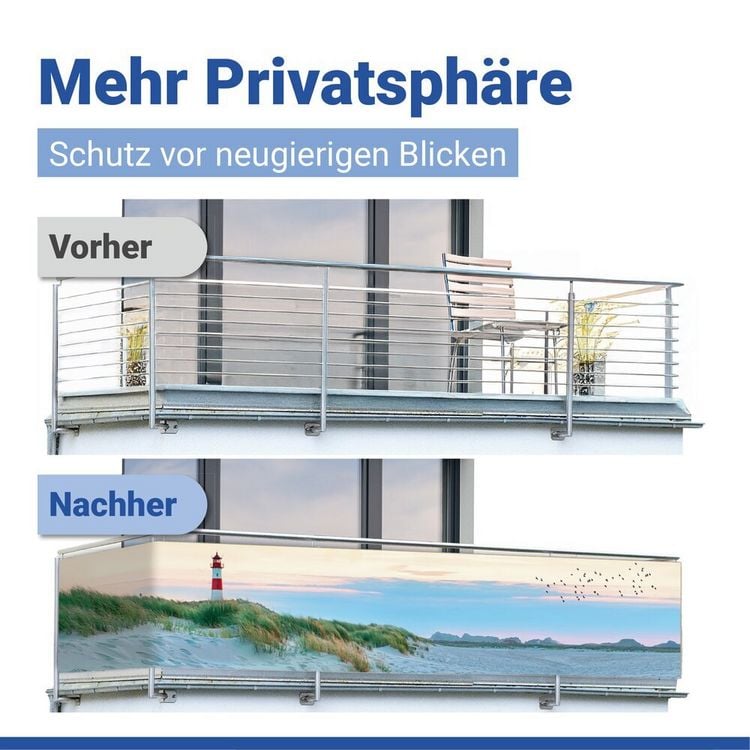 Produktbild: Balkon-Sichtschutz Mod. Nordseek&uuml;ste, UV- und witterungsbest&auml;ndig