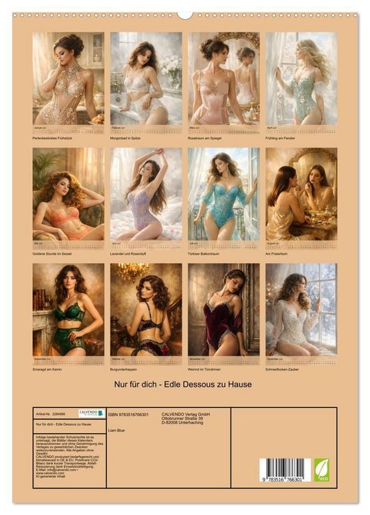 Produktbild: Nur f&uuml;r dich - Edle Dessous zu Hause (hochwertiger Premium Wandkalender 2027 DIN A2 hoch), Kunstdruck in Hochglanz