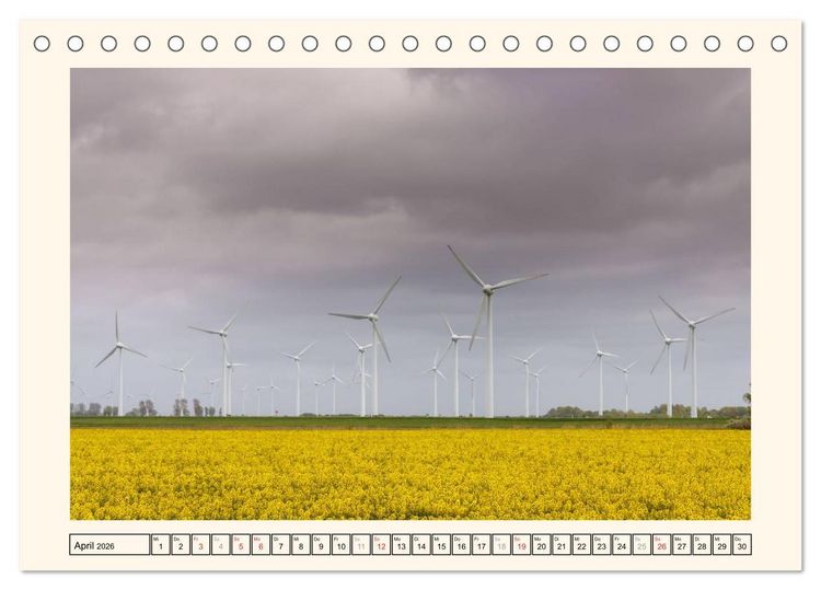 Produktbild: Windkraft in der Landschaft Ostfrieslands (Tischkalender 2026 DIN A5 quer), CALVENDO Monatskalender