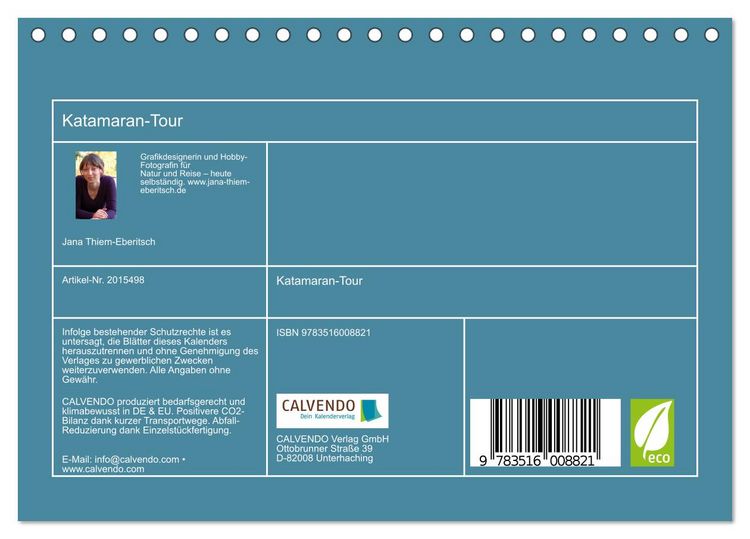 Produktbild: Katamaran-Tour (Tischkalender 2026 DIN A5 quer), CALVENDO Monatskalender