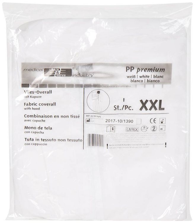 Produktbild: medical care & serve 1005176 Einmal-Schutzoverall EXTRAGRO&szlig; XXL Kleider-Gr&ouml;&szlig;e: XXL Wei&szlig;