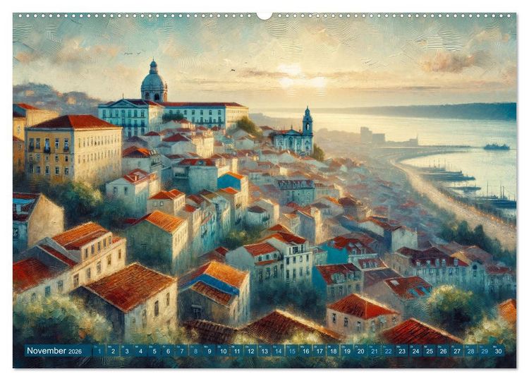 Produktbild: Impressionistische Skylines - Weltst&auml;dte von KI visualisiert (Wandkalender 2026 DIN A2 quer), CALVENDO Monatskalender