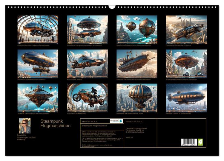 Produktbild: Steampunk Flugmaschinen (Wandkalender 2026 DIN A2 quer), CALVENDO Monatskalender