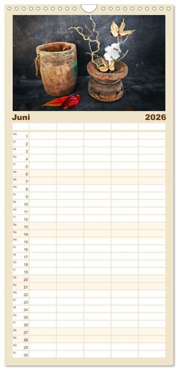 Produktbild: Familienplaner 2026 - Wabi Sabi: All die sch&ouml;nen alten Dinge mit 5 Spalten (Wandkalender, 21 x 45 cm) CALVENDO