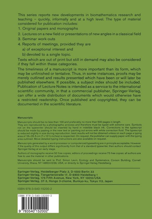 Produktbild: Mathematics in Biology and Medicine