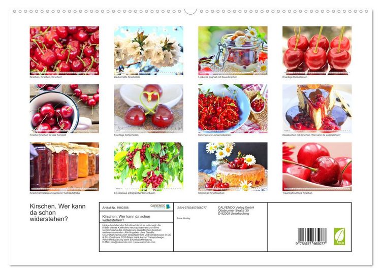 Produktbild: Kirschen. Wer kann da schon widerstehen? (hochwertiger Premium Wandkalender 2026 DIN A2 quer), Kunstdruck in Hochglanz