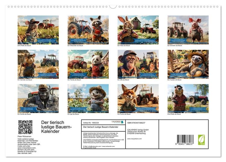 Produktbild: Der tierisch lustige Bauern-Kalender (hochwertiger Premium Wandkalender 2026 DIN A2 quer), Kunstdruck in Hochglanz