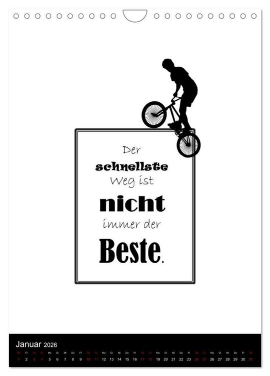 Produktbild: Markante, freche Spr&uuml;che rund ums Radfahren (Wandkalender 2026 DIN A4 hoch), CALVENDO Monatskalender
