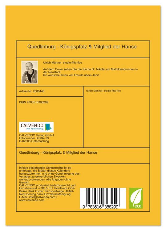 Produktbild: Quedlinburg - K&ouml;nigspfalz & Mitglied der Hanse (Tischkalender 2026 DIN A5 hoch), CALVENDO Monatskalender