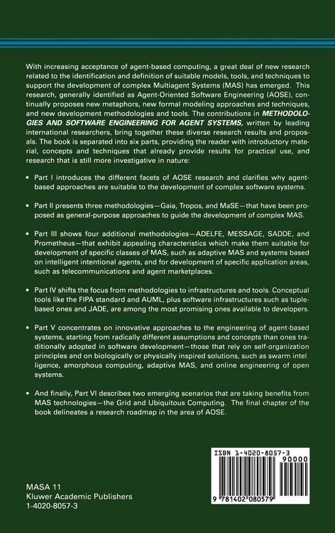 Produktbild: Methodologies and Software Engineering for Agent Systems