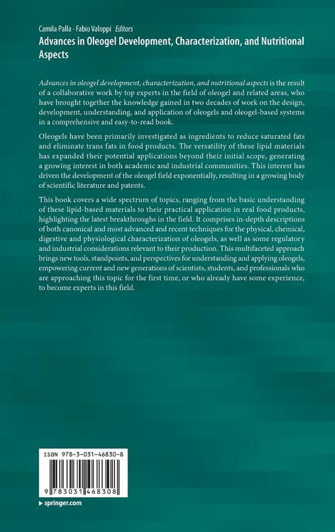 Produktbild: Advances in Oleogel Development, Characterization, and Nutritional Aspects