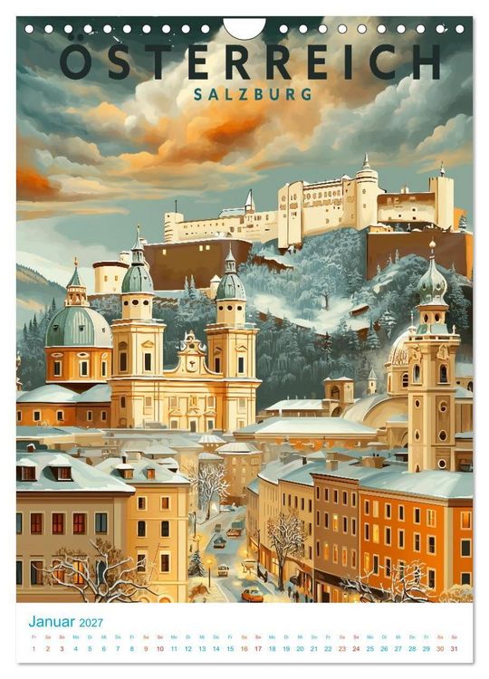 Produktbild: &Ouml;sterreich - Old School Poster Style (Wandkalender 2027 DIN A4 hoch), CALVENDO Monatskalender