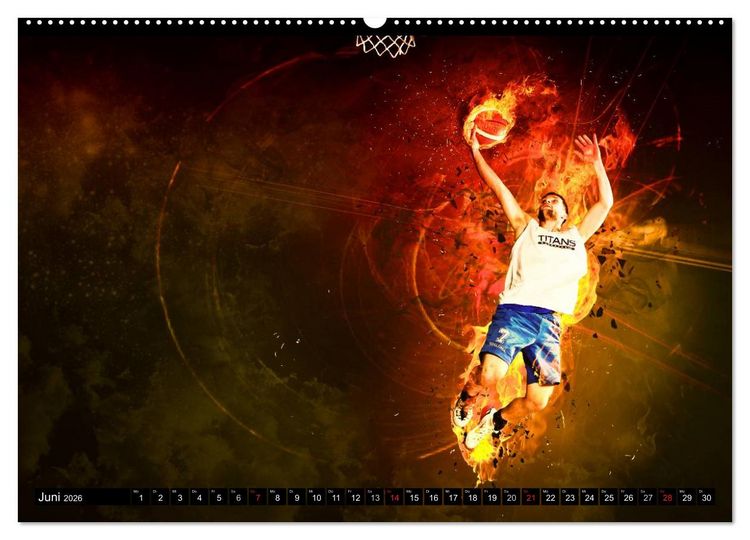 Produktbild: Basketball Fantasiewelten (hochwertiger Premium Wandkalender 2026 DIN A2 quer), Kunstdruck in Hochglanz