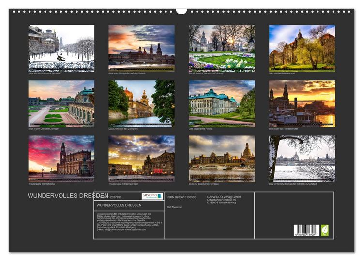 Produktbild: WUNDERVOLLES DRESDEN (Wandkalender 2026 DIN A2 quer), CALVENDO Monatskalender