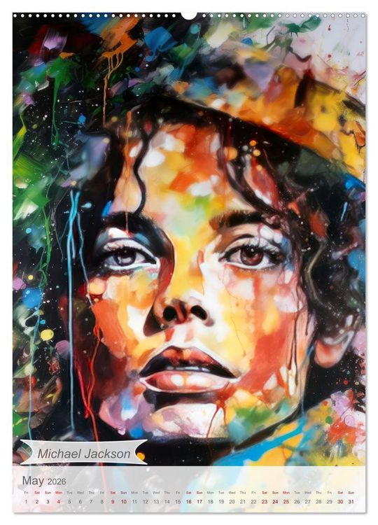 Produktbild: Music legends in magic art (High Quality Premium Wall Calendar 2026 DIN A2 portrait),CALVENDO 12 Month Wall Calendar