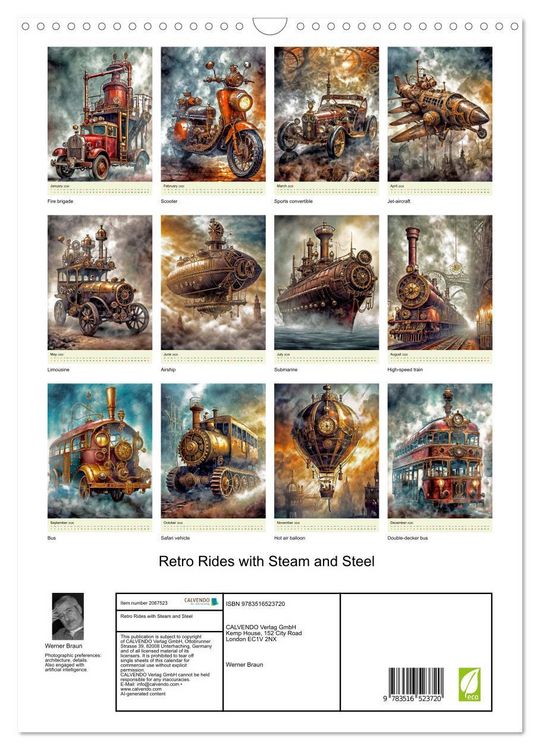 Produktbild: Retro Rides with Steam and Steel (Wall Calendar 2026 DIN A3 portrait), CALVENDO 12 Month Wall Calendar