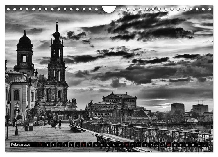 Produktbild: Dresden Faszination Schwarz Weiss (Wandkalender 2026 DIN A4 quer), CALVENDO Monatskalender