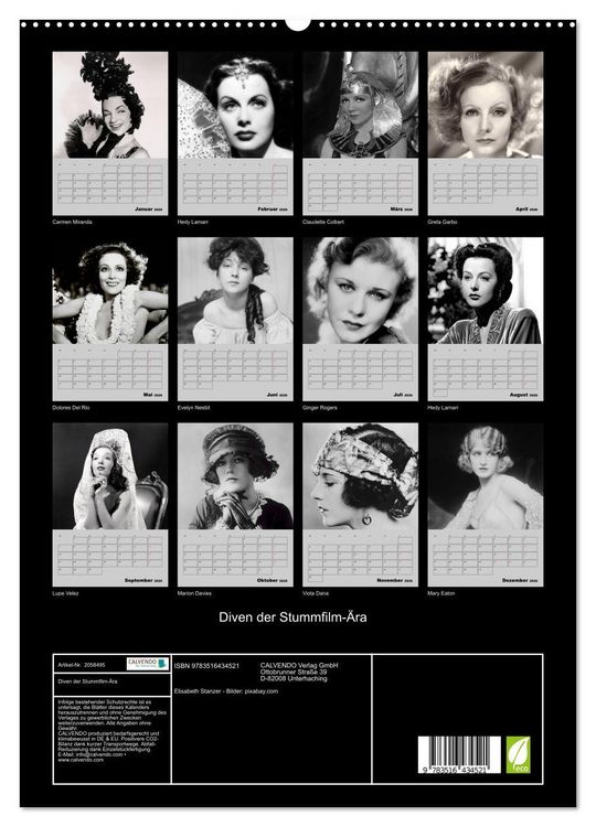 Produktbild: Diven der Stummfilm-&Auml;ra (hochwertiger Premium Wandkalender 2026 DIN A2 hoch), Kunstdruck in Hochglanz