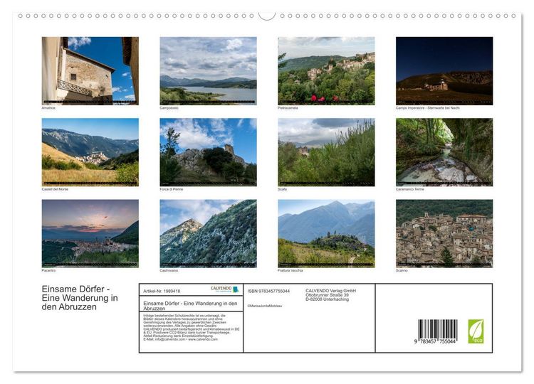 Produktbild: Einsame D&ouml;rfer - Eine Wanderung in den Abruzzen (hochwertiger Premium Wandkalender 2026 DIN A2 quer), Kunstdruck in Hochglanz