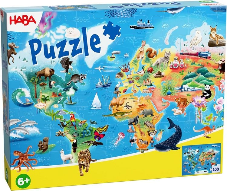Produktbild: HABA 2013400001 - Puzzle Weltkarte, 100 Teile