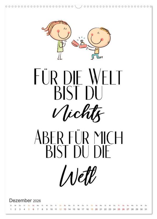 Produktbild: Liebesspr&uuml;che (hochwertiger Premium Wandkalender 2026 DIN A2 hoch), Kunstdruck in Hochglanz