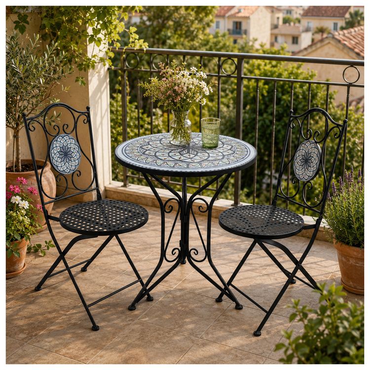 Produktbild: HTI-Living Gartenstuhl 2er-Set Metall Schwarz Byzanz Gartenstuhl 2er-Set Metall Schwarz Byzanz