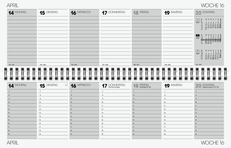 Produktbild: BRUNNEN 1077405907 Querterminbuch Mod. 774 2027 "Suburb Streets" 326&times;102 mm, Karton
