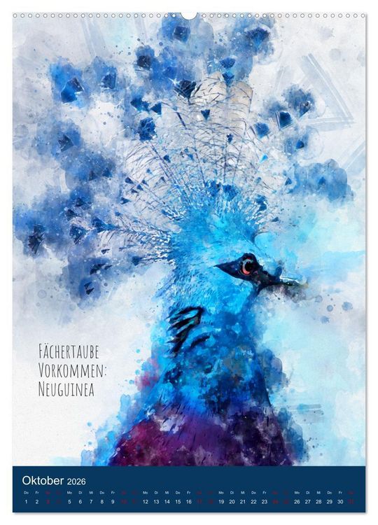 Produktbild: Exotische V&ouml;gel - Die Sch&ouml;nsten der Welt in Aquarell (Wandkalender 2026 DIN A2 hoch), CALVENDO Monatskalender