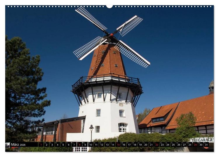 Produktbild: Windm&uuml;hlen in Europa (Wandkalender 2026 DIN A2 quer), CALVENDO Monatskalender