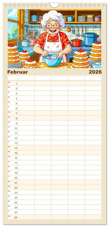 Produktbild: Familienplaner 2026 - Oma rockt den Ruhestand - Lustiger Frauenkalender mit Humor mit 5 Spalten (Wandkalender, 21 x 45 cm) CALVENDO