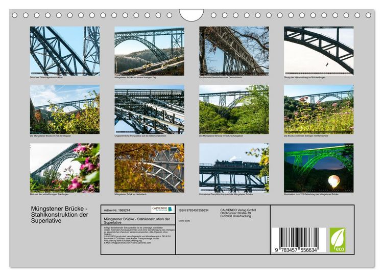 Produktbild: M&uuml;ngstener Br&uuml;cke - Stahlkonstruktion der Superlative (Wandkalender 2026 DIN A4 quer), CALVENDO Monatskalender
