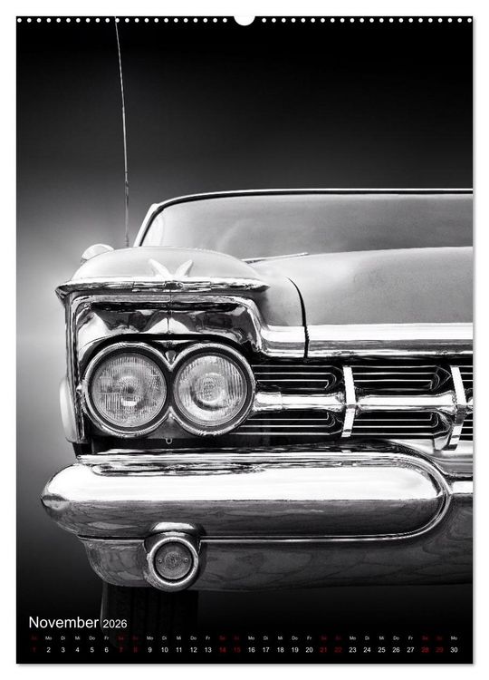 Produktbild: Amerikanische Autos aus den Jahren 1957 bis 1976 Frontansichten (Wandkalender 2026 DIN A2 hoch), CALVENDO Monatskalender