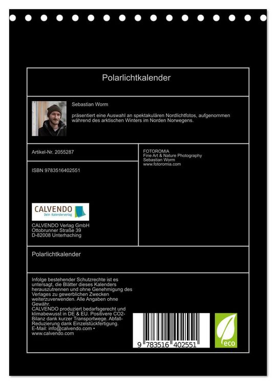 Produktbild: Polarlichtkalender (Tischkalender 2026 DIN A5 hoch), CALVENDO Monatskalender