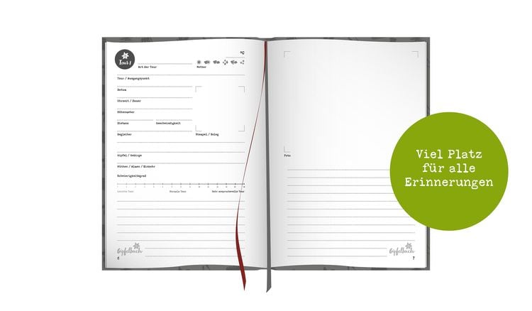 Gipfelbuch, Tourentagebuch, Wandertagebuch | A5 Notizbuch zum Wandern in den Ber