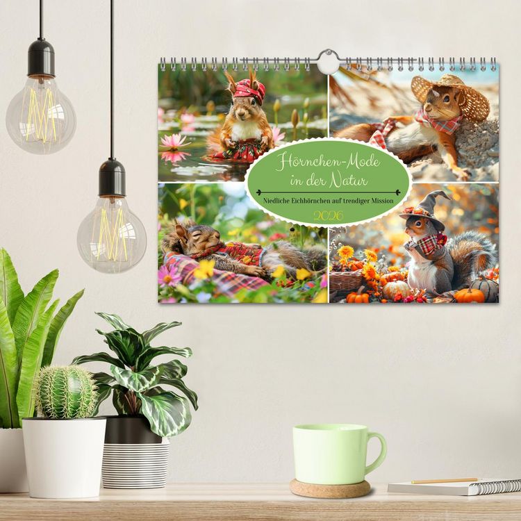 Produktbild: H&ouml;rnchen-Mode in der Natur. Niedliche Eichh&ouml;rnchen auf trendiger Mission (Wandkalender 2026 DIN A4 quer), CALVENDO Monatskalender