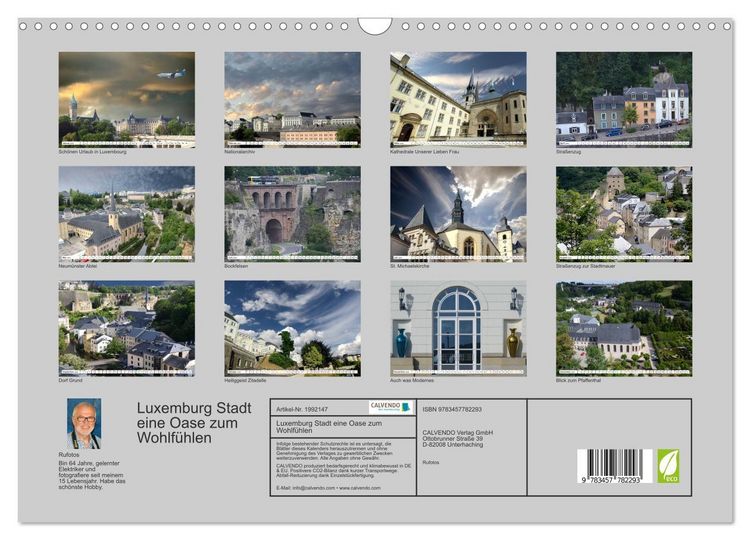 Produktbild: Luxemburg Stadt eine Oase zum Wohlf&uuml;hlen (Wandkalender 2026 DIN A3 quer), CALVENDO Monatskalender