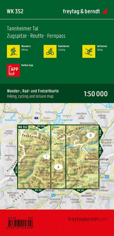Produktbild: Freytag & berndt Wanderkarte WK 352 Tannheimer Tal, Zugspitze - Reutte - Fernpass 1:50.000