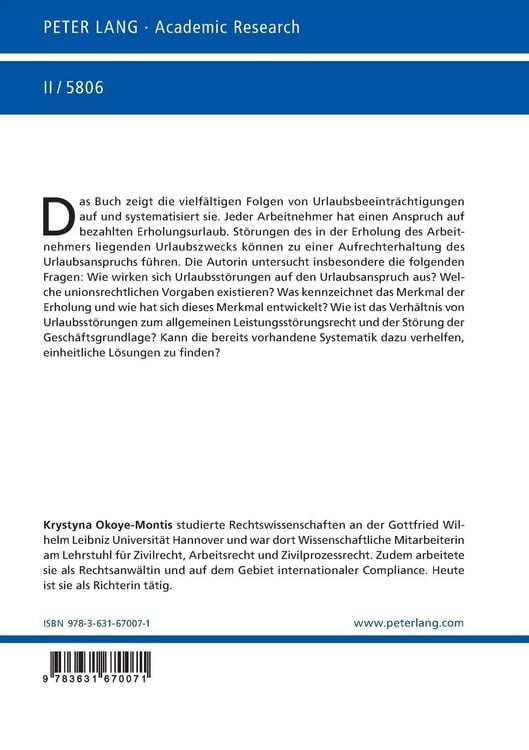 Produktbild: Die Bedeutung des Urlaubszwecks f&uuml;r den Anspruch auf Urlaub nach dem Bundesurlaubsgesetz und die Behandlung von Urlaubsst&ouml;rungen