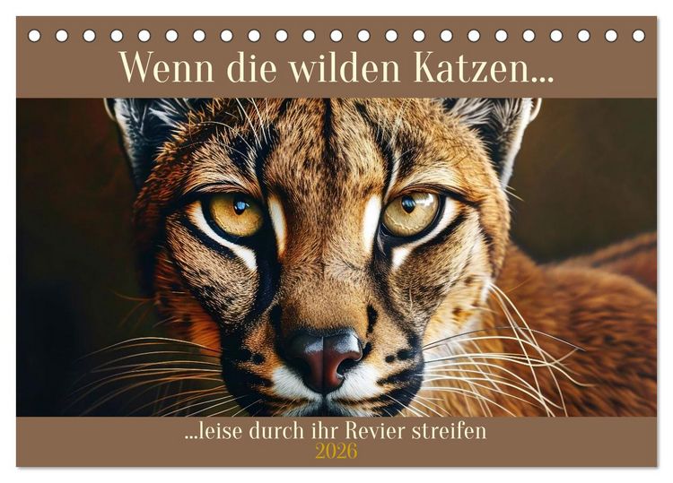 Produktbild: Wenn die wilden Katzen leise durch ihr Revier streifen (Tischkalender 2026 DIN A5 quer), CALVENDO Monatskalender