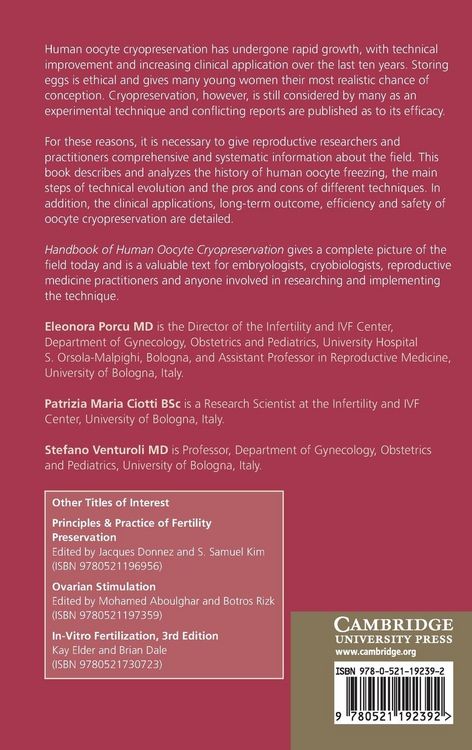 Produktbild: Handbook of Human Oocyte Cryopreservation