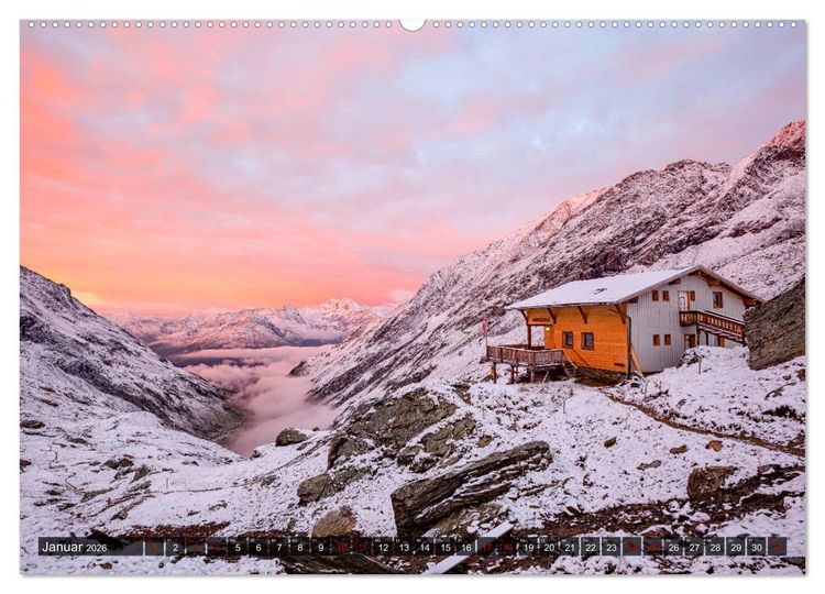 Produktbild: H&uuml;ttenzauber: Bergh&uuml;tten in den Alpen (hochwertiger Premium Wandkalender 2026 DIN A2 quer), Kunstdruck in Hochglanz