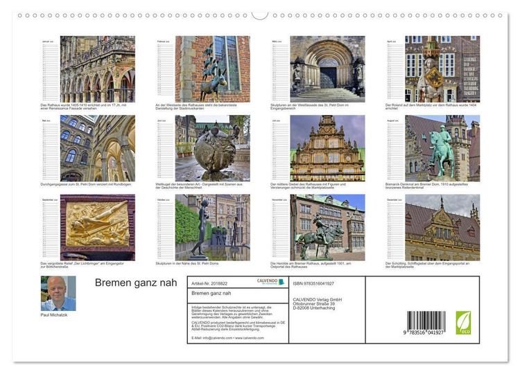 Produktbild: Bremen ganz nah (hochwertiger Premium Wandkalender 2026 DIN A2 quer), Kunstdruck in Hochglanz