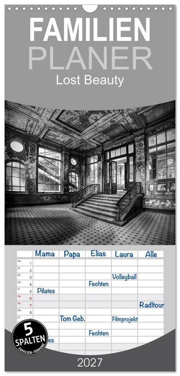 Produktbild: Familienplaner 2027 - Lost Beauty mit 5 Spalten (Wandkalender, 21 x 45 cm) CALVENDO