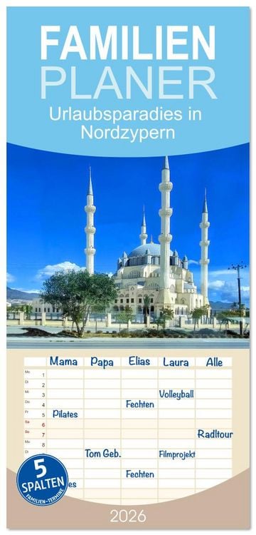 Produktbild: Familienplaner 2026 - Urlaubsparadies in Nordzypern mit 5 Spalten (Wandkalender, 21 x 45 cm) CALVENDO