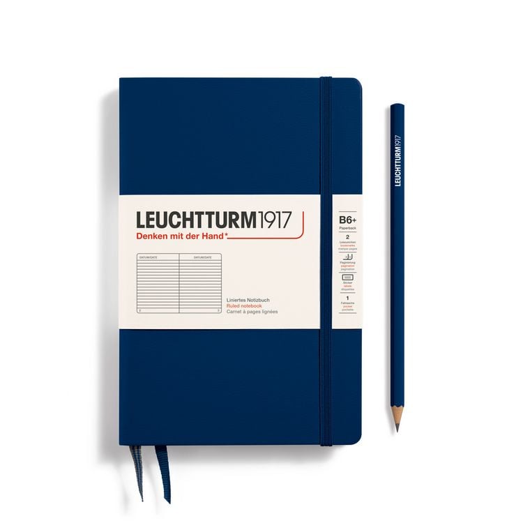 Produktbild: LEUCHTTURM1917 Notizbuch Paperback (B6+), Hardcover, 219 nummerierte Seiten, Marine, Liniert