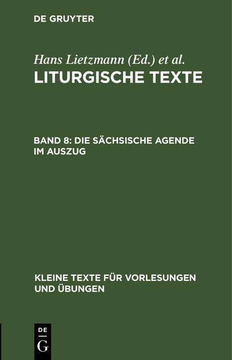 Produktbild: Die S&auml;chsische Agende im Auszug