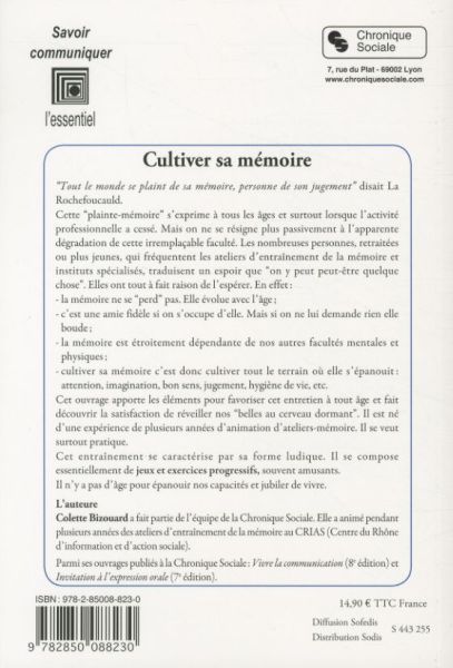 Produktbild: Cultiver sa m&eacute;moire : de 9 &agrave; 99 ans ...