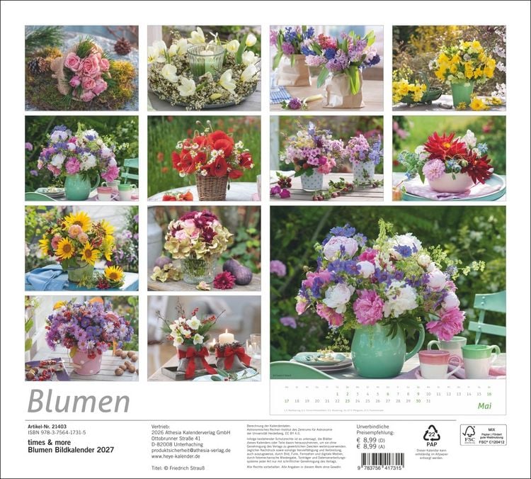 Produktbild: times&more Blumen Bildkalender 2027