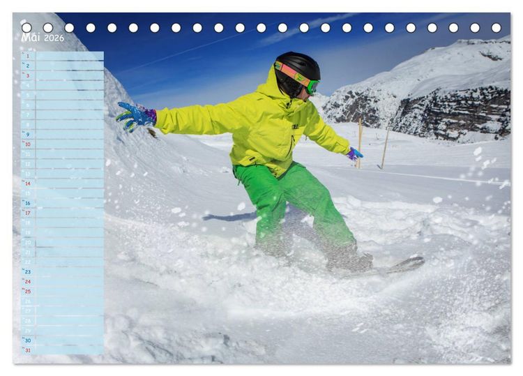 Produktbild: Ski und Snowboard - Leidenschaft im Schnee (Tischkalender 2026 DIN A5 quer), CALVENDO Monatskalender